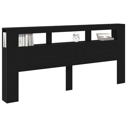 vidaXL LED Headboard Black Oak Engineered Wood 3