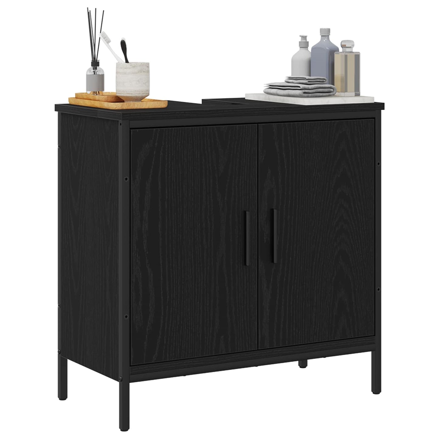 vidaXL Bathroom Sink Cabinet Black Oak 60 x 30 x 60 cm Engineered Wood 3