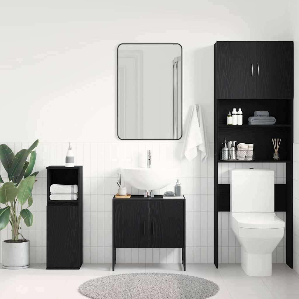 vidaXL Bathroom Sink Cabinet Black Oak 60 x 30 x 60 cm Engineered Wood 4