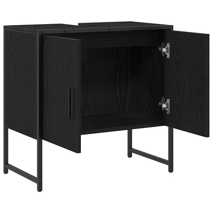 vidaXL Bathroom Sink Cabinet Black Oak 60 x 30 x 60 cm Engineered Wood 5