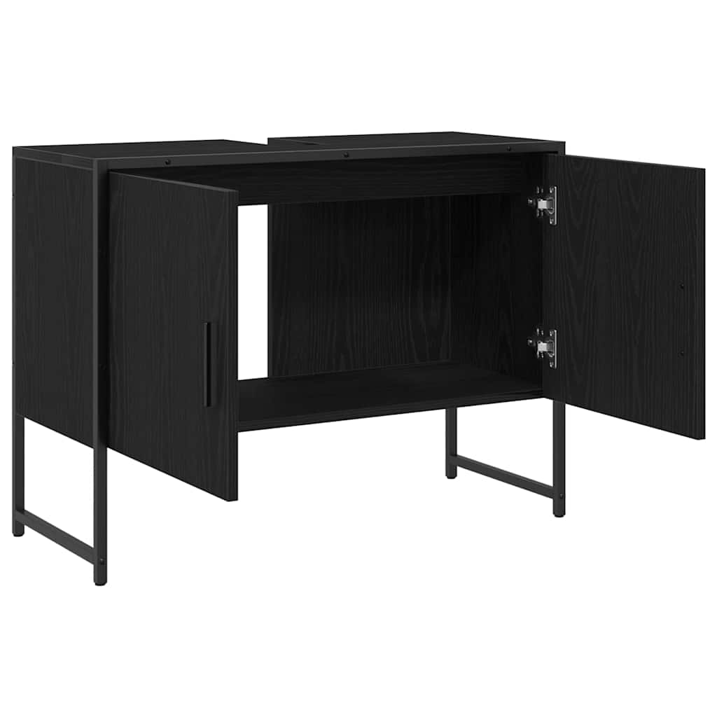 vidaXL Bathroom Sink Cabinet Black Oak 80 x 30 x 60 cm Engineered Wood 5
