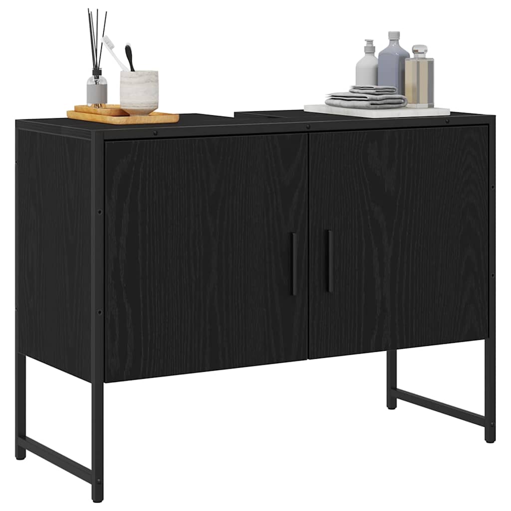 vidaXL Bathroom Sink Cabinet Black Oak 80 x 30 x 60 cm Engineered Wood 3