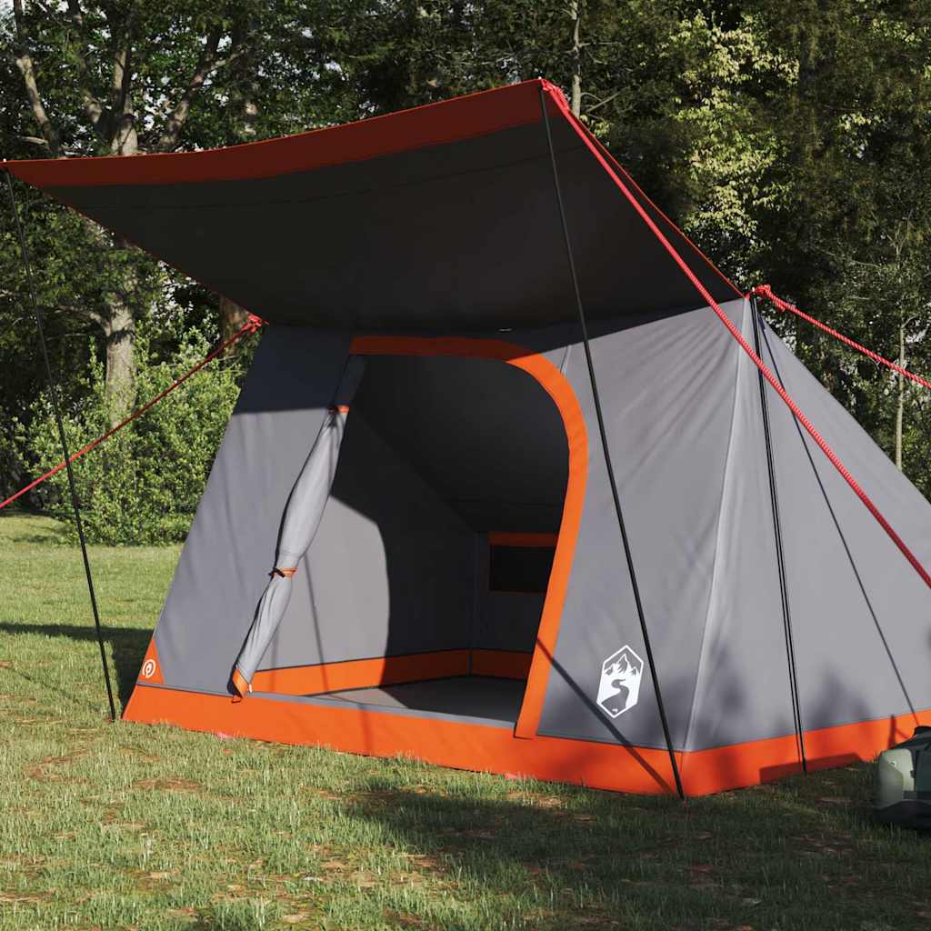 vidaXL Camping Tent 2-Person Waterproof Grey and Orange Taffeta 3