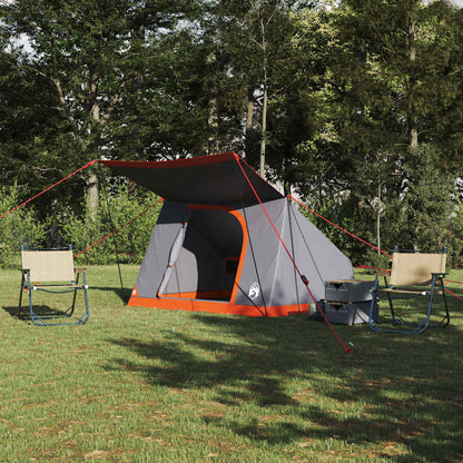 vidaXL Camping Tent 2-Person Waterproof Grey and Orange Taffeta 1