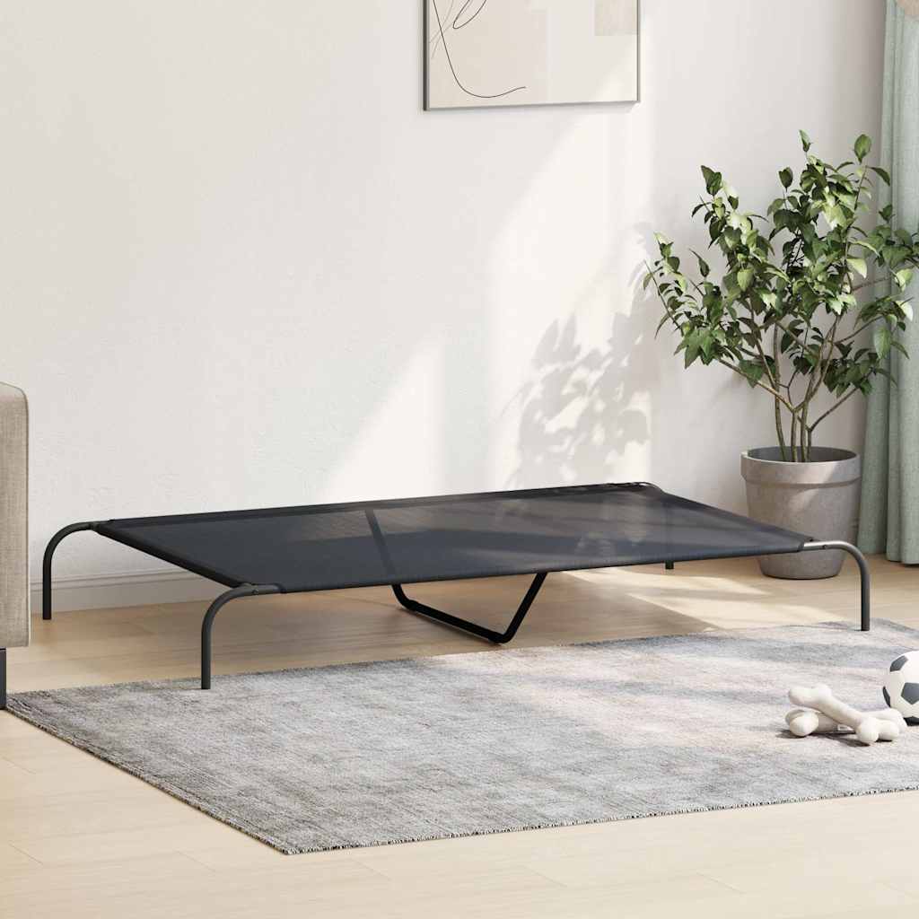 vidaXL Elevated Dog Bed Black 150x90x20 cm Textilene and Steel 3