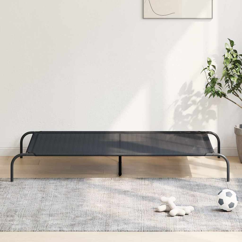 vidaXL Elevated Dog Bed Black 150x90x20 cm Textilene and Steel 1