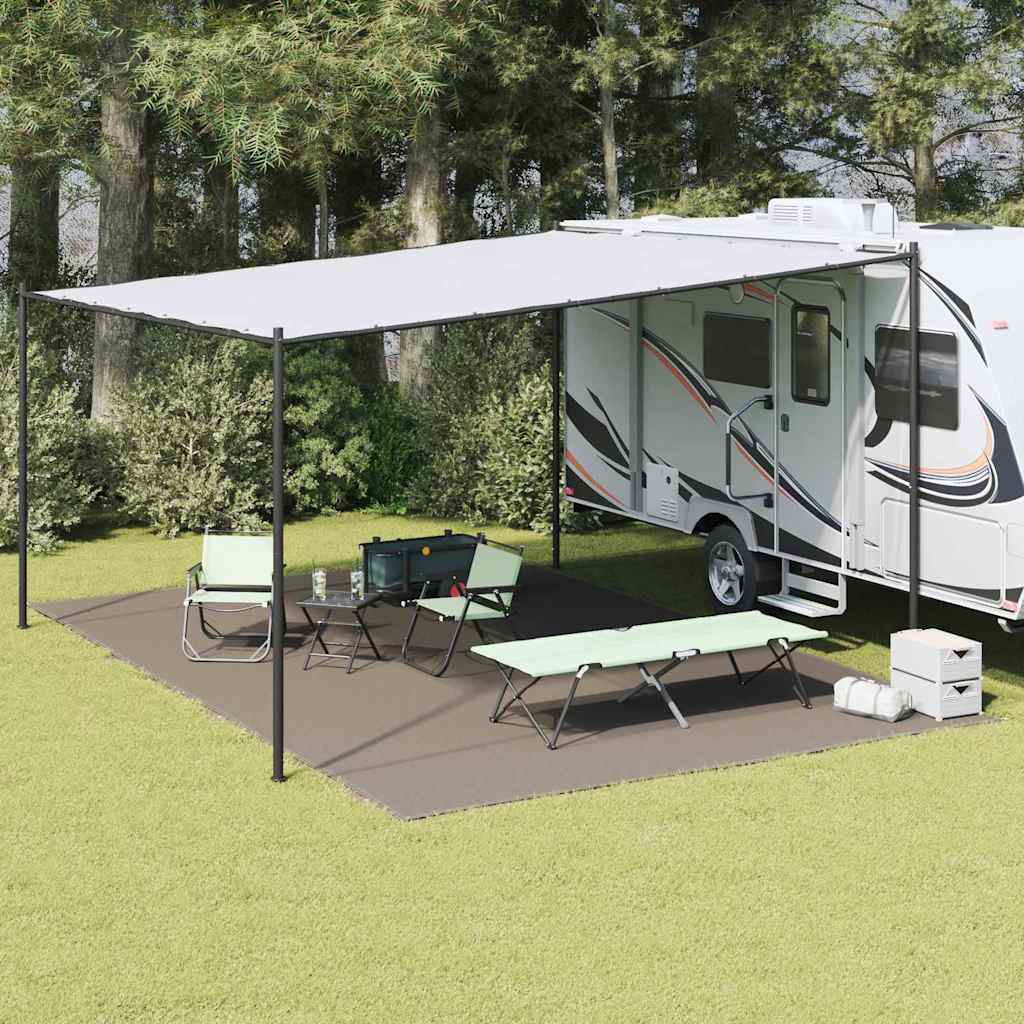 vidaXL Tent Carpet Folding Manual Light Grey 600 x 400 cm Polyethylene 1