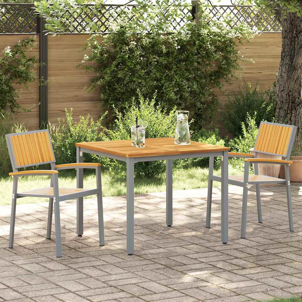Stacking Chair Brown Solid Acacia Wood Stackable 2