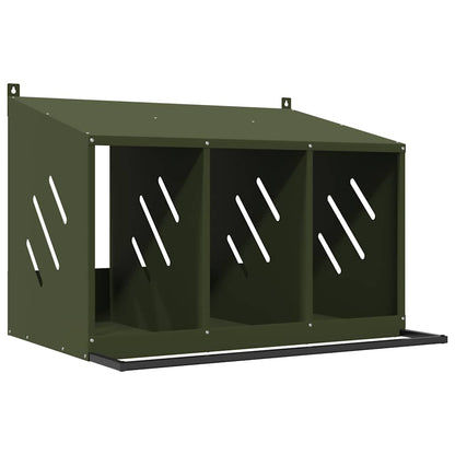 vidaXL Chicken Nesting Box with 3 Compartments Olive Green Metal 2