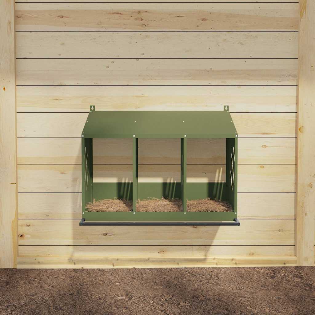 vidaXL Chicken Nesting Box with 3 Compartments Olive Green Metal 3