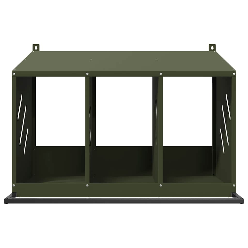 vidaXL Chicken Nesting Box with 3 Compartments Olive Green Metal 5