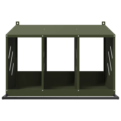 vidaXL Chicken Nesting Box with 3 Compartments Olive Green Metal 5