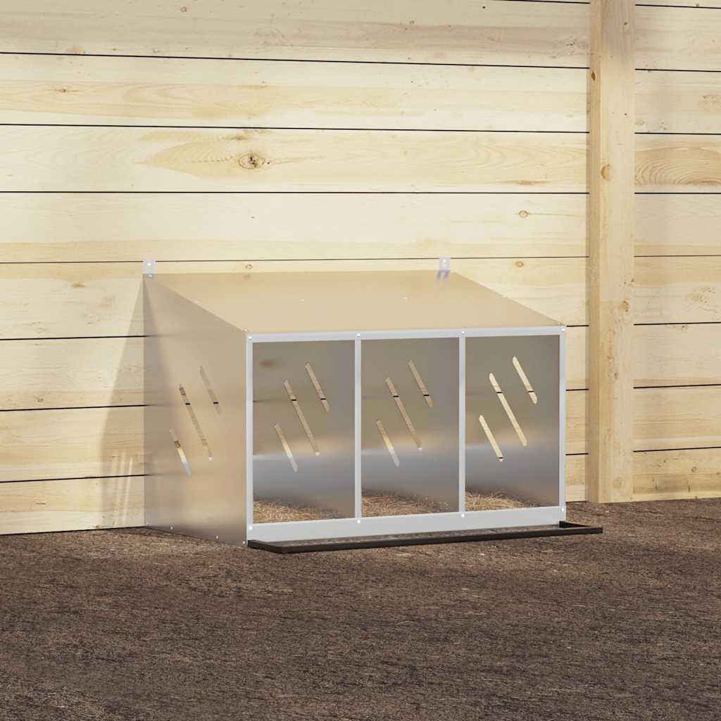 vidaXL Chicken Nesting Box with 3 Compartments Galvanized Silver Metal 4