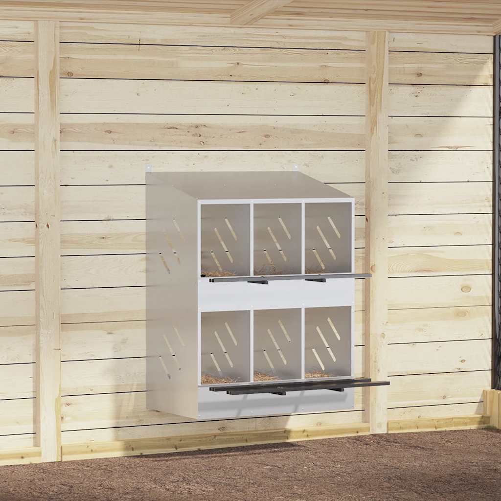 Chicken Nesting Box with 4 Compartments Metal Galvanized Silver 80 cm 109.5 cm 79 cm