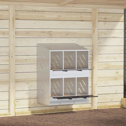 Chicken Nesting Box with 4 Compartments Metal Galvanized Silver 80 cm 109.5 cm 79 cm