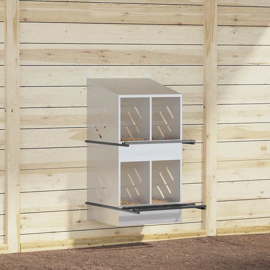 Chicken Nesting Box with 4 Compartments Metal Galvanized Silver 54 cm 109.5 cm 79 cm