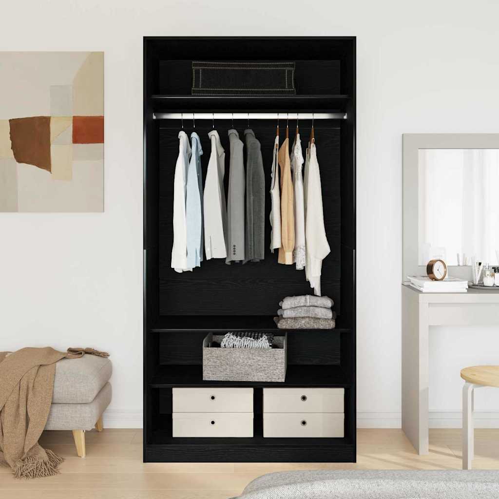 vidaXL Wardrobe Black Oak 100 x 50 x 200 cm Engineered Wood 4
