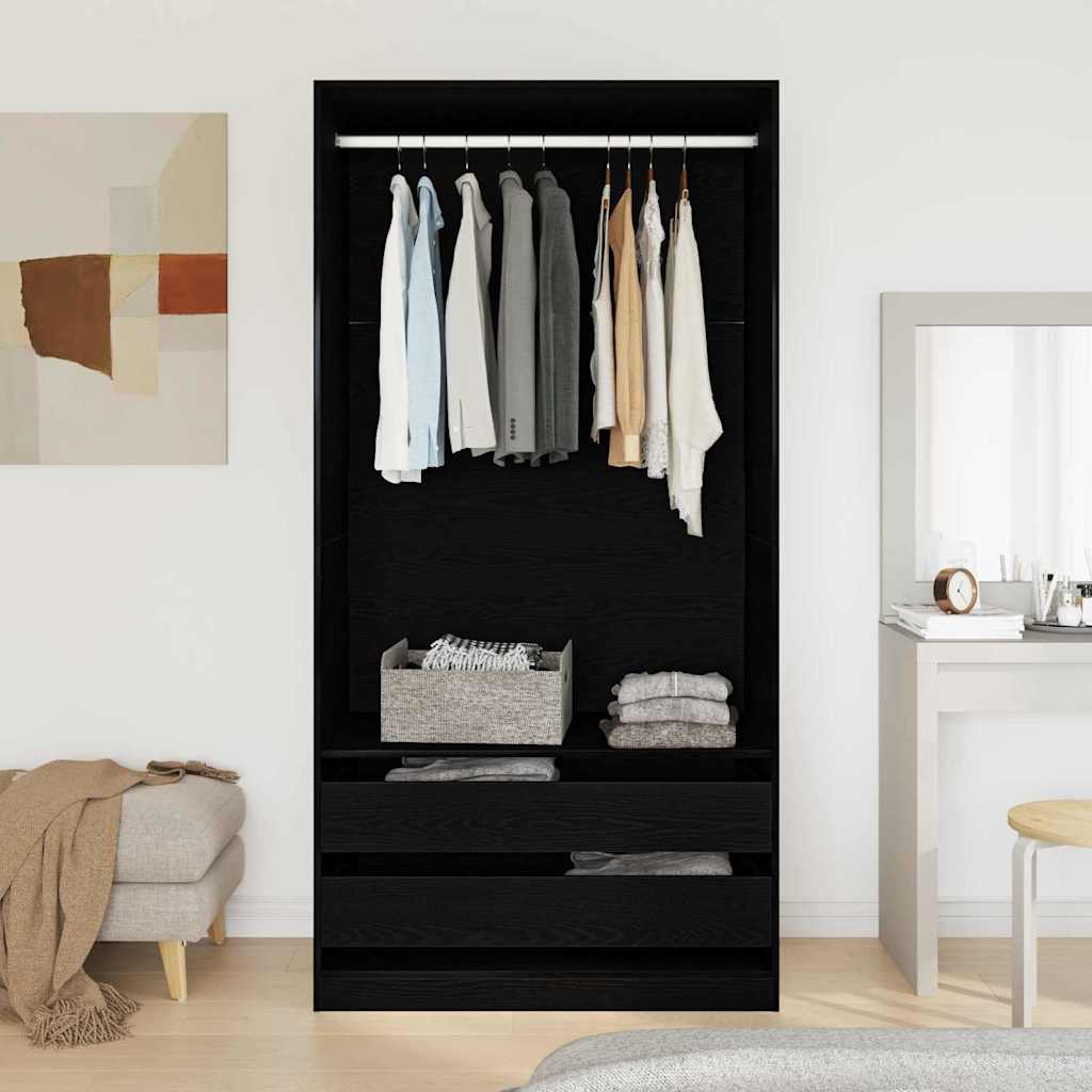 vidaXL Wardrobe Black Oak 100 x 50 x 200 cm Engineered Wood 4