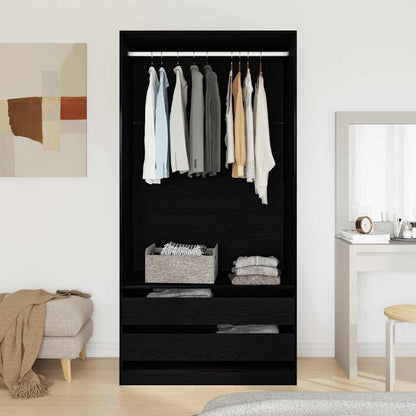 vidaXL Wardrobe Black Oak 100 x 50 x 200 cm Engineered Wood 4