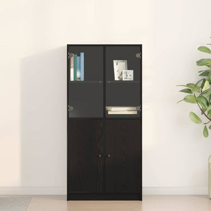 Highboard with Doors 68x37x142 cm Engineered Wood Black oak 68 cm
