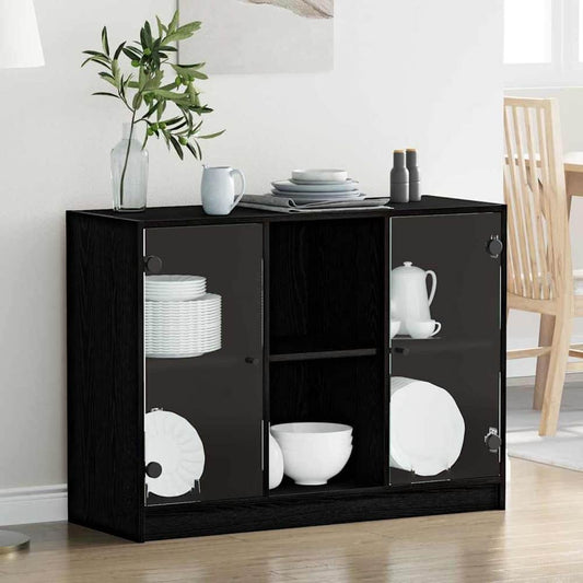 Sideboard 102x37x75,5 cm Engineered Wood Black oak 102 cm