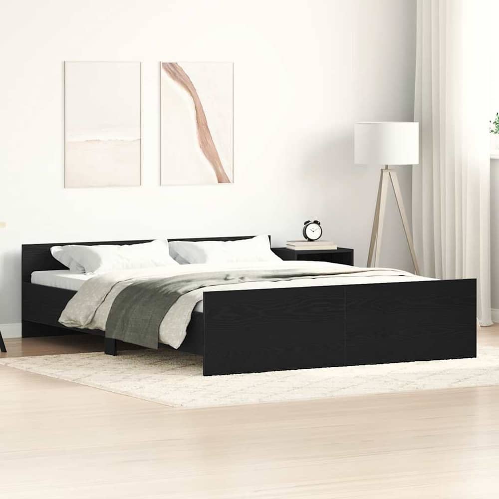 Bed Frame without Mattress 160x200 cm Black oak