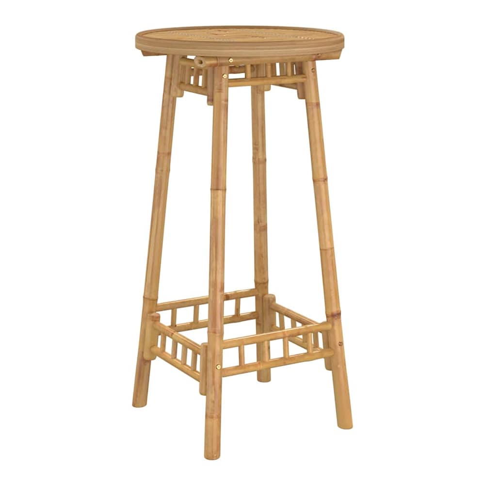 3 Piece Outdoor Bar Set Foldable Bamboo Table Round