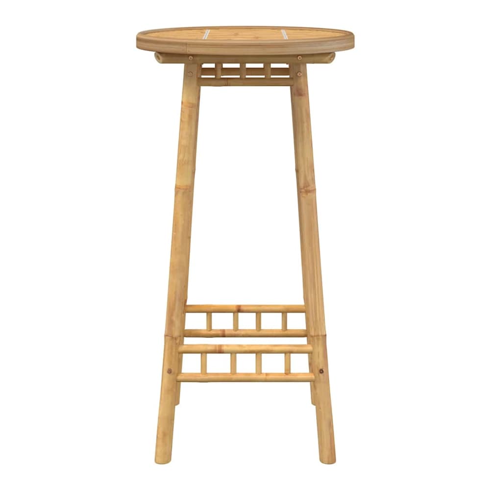 3 Piece Outdoor Bar Set Foldable Bamboo Table Round