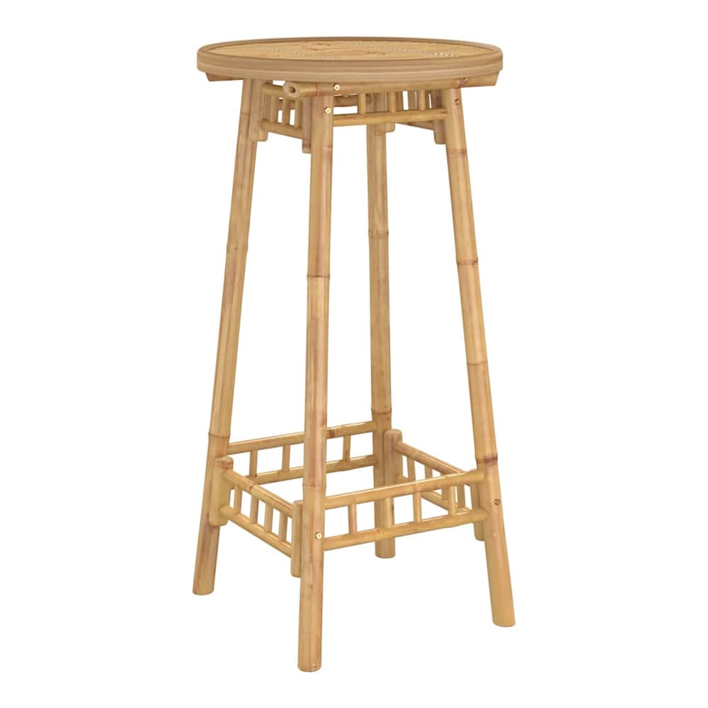 3 Piece Outdoor Bar Set Foldable Bamboo Table Round
