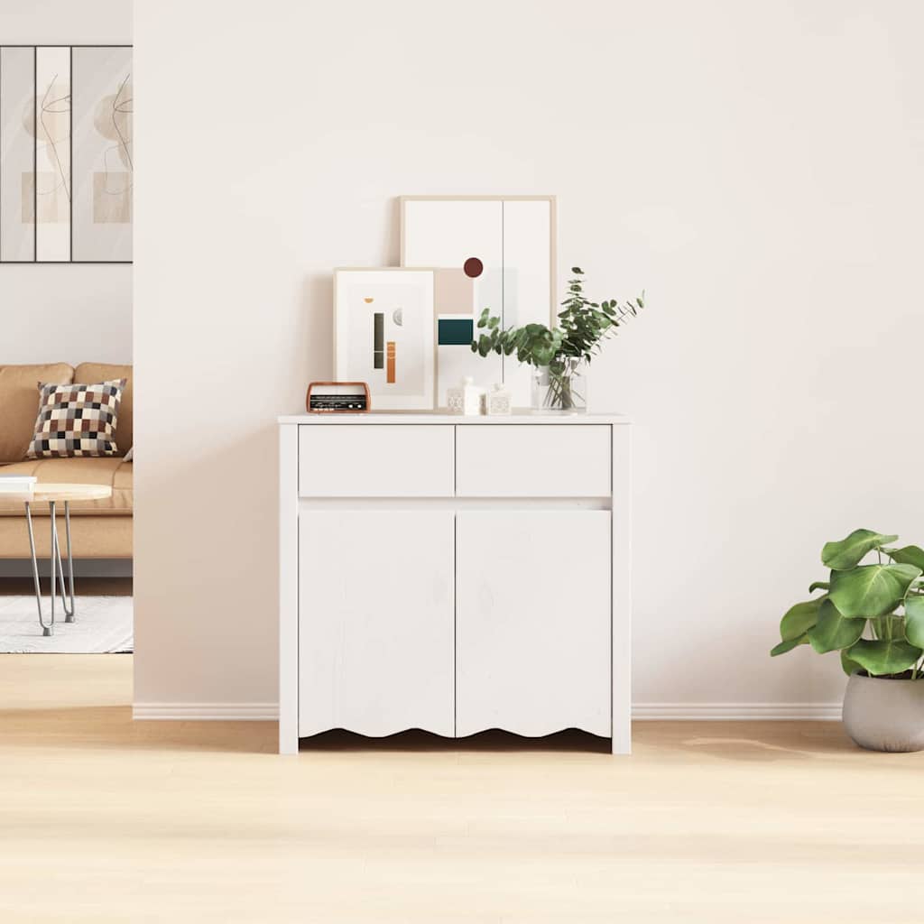 vidaXL Sideboard Drammen White 79 x 43 x 75.5 cm Solid Pine wood 4
