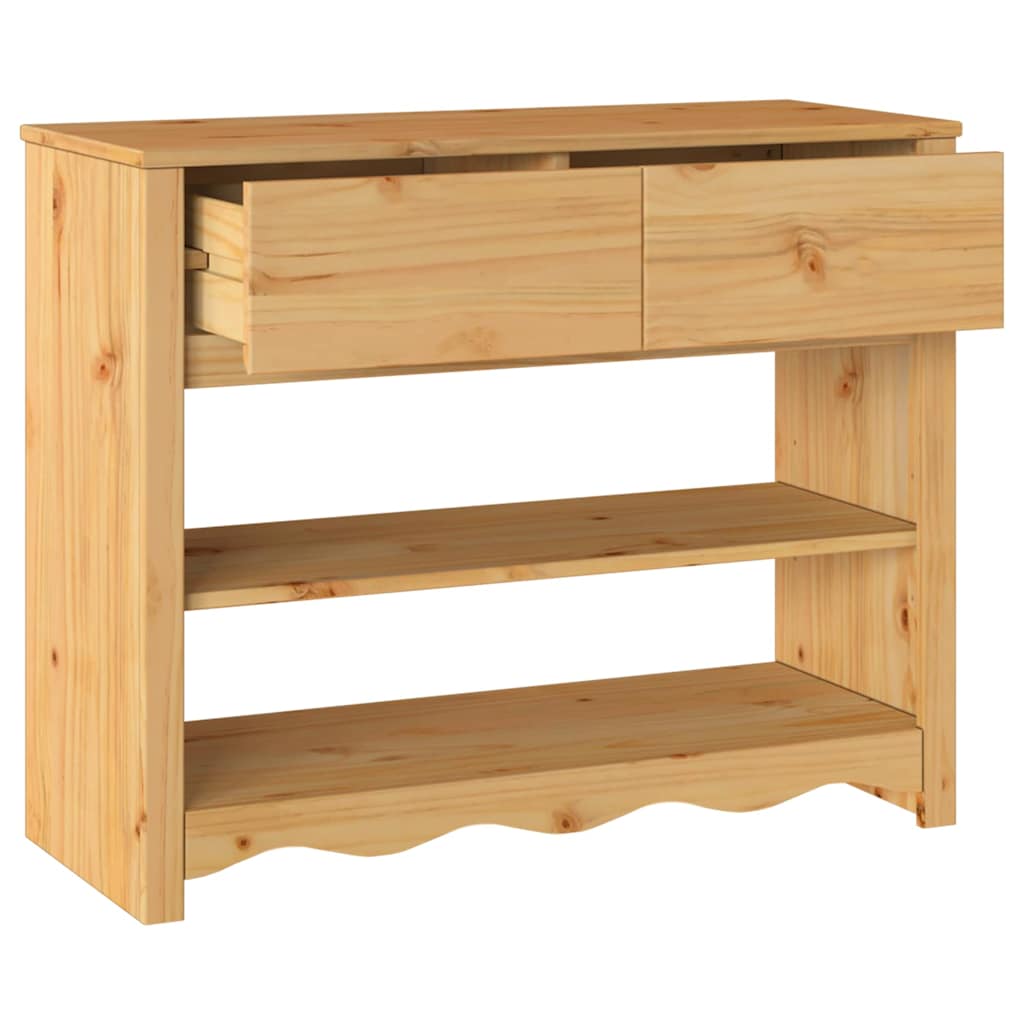 vidaXL Console Table Drammen Oak 89.5 x 37 x 73 cm Solid Pine Wood 5