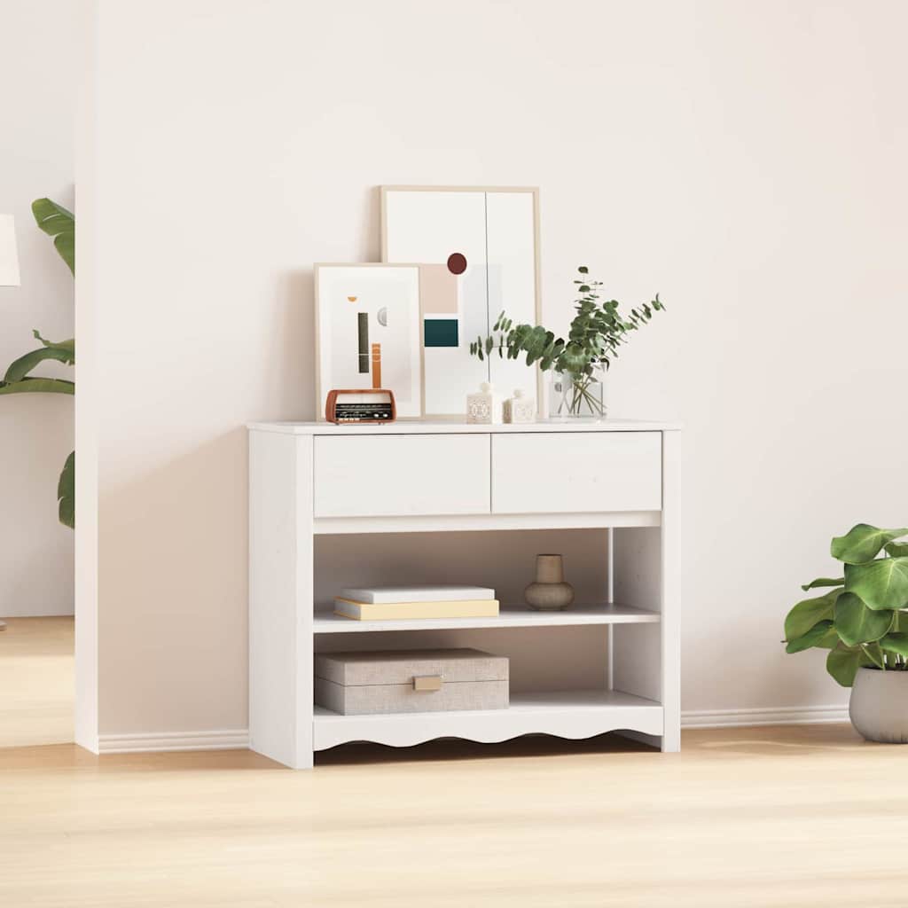 vidaXL Console Table Drammen White 89.5 x 37 x 73 cm Solid Pine Wood 1