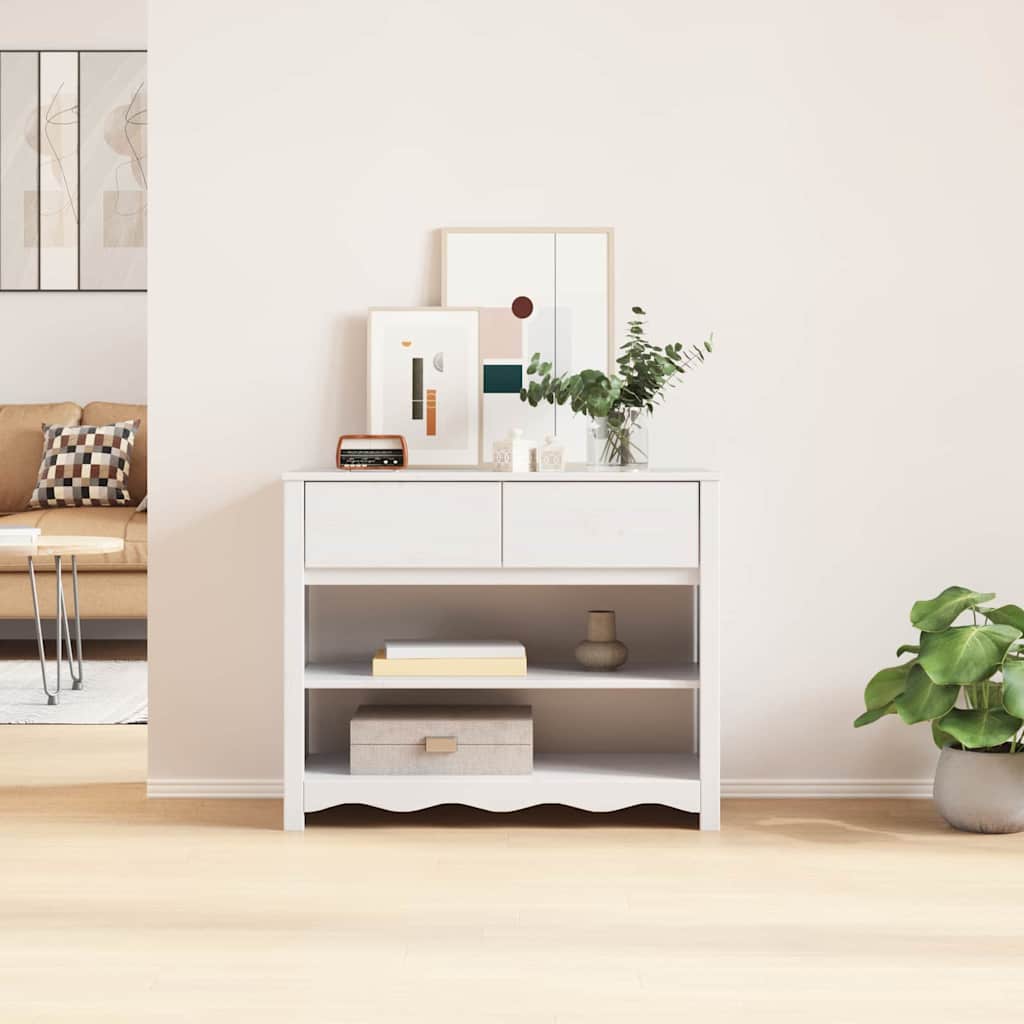 vidaXL Console Table Drammen White 89.5 x 37 x 73 cm Solid Pine Wood 4