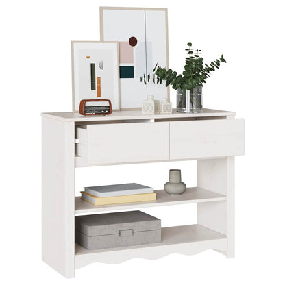 vidaXL Console Table Drammen White 89.5 x 37 x 73 cm Solid Pine Wood 3