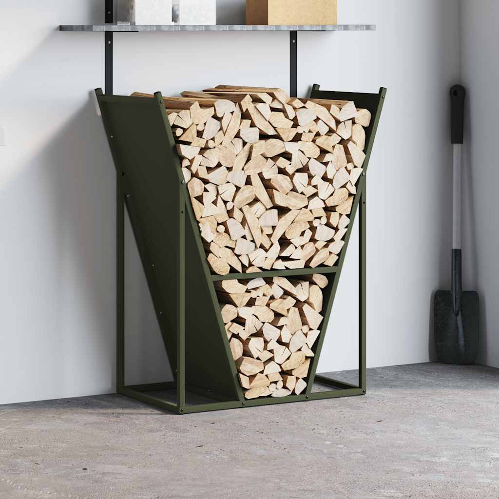 vidaXL Firewood Rack Olive Green 69.5x35x81 cm Cold-rolled steel 3