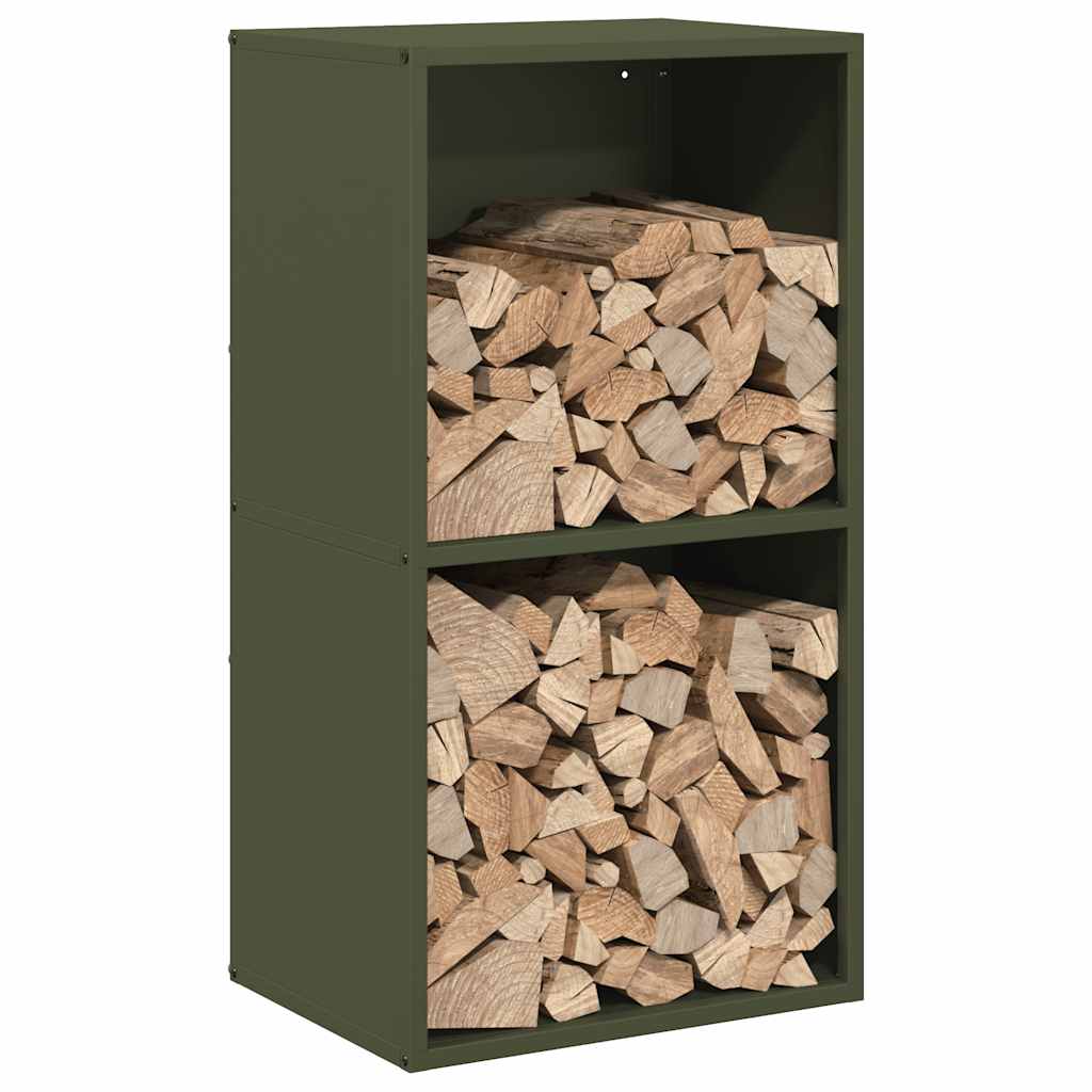 vidaXL Firewood Rack Olive Green 40x30x75 cm Cold-rolled steel 4