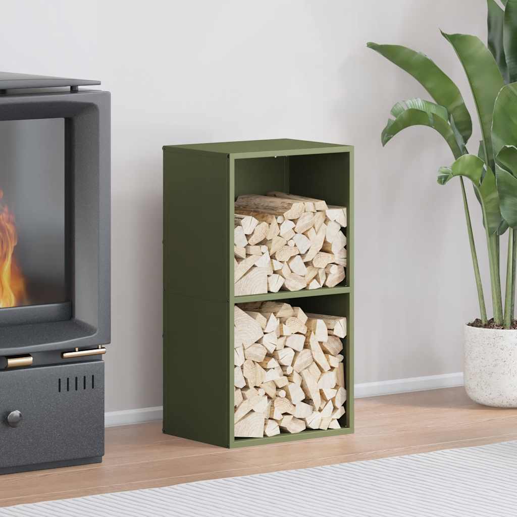 vidaXL Firewood Rack Olive Green 40x30x75 cm Cold-rolled steel 1