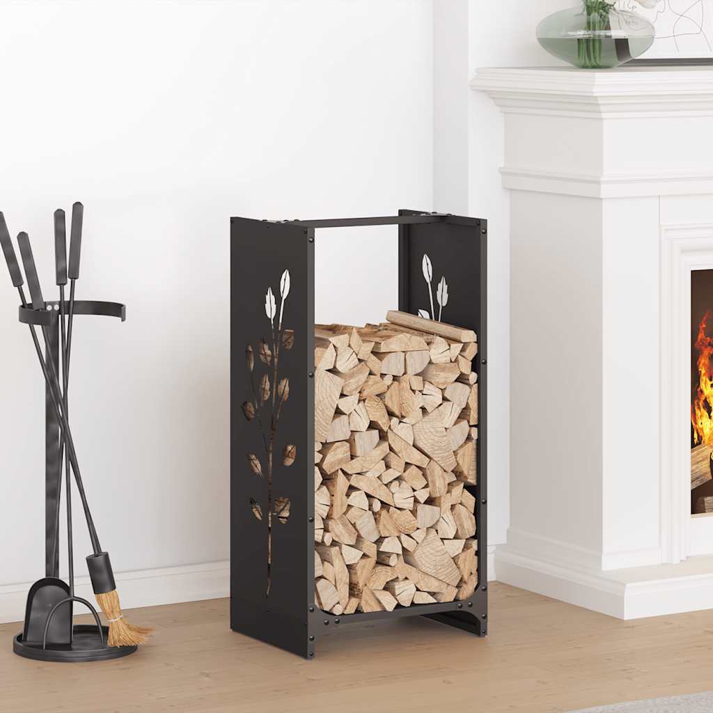 vidaXL Firewood Rack Black 40x30x80 cm Cold-rolled steel 1
