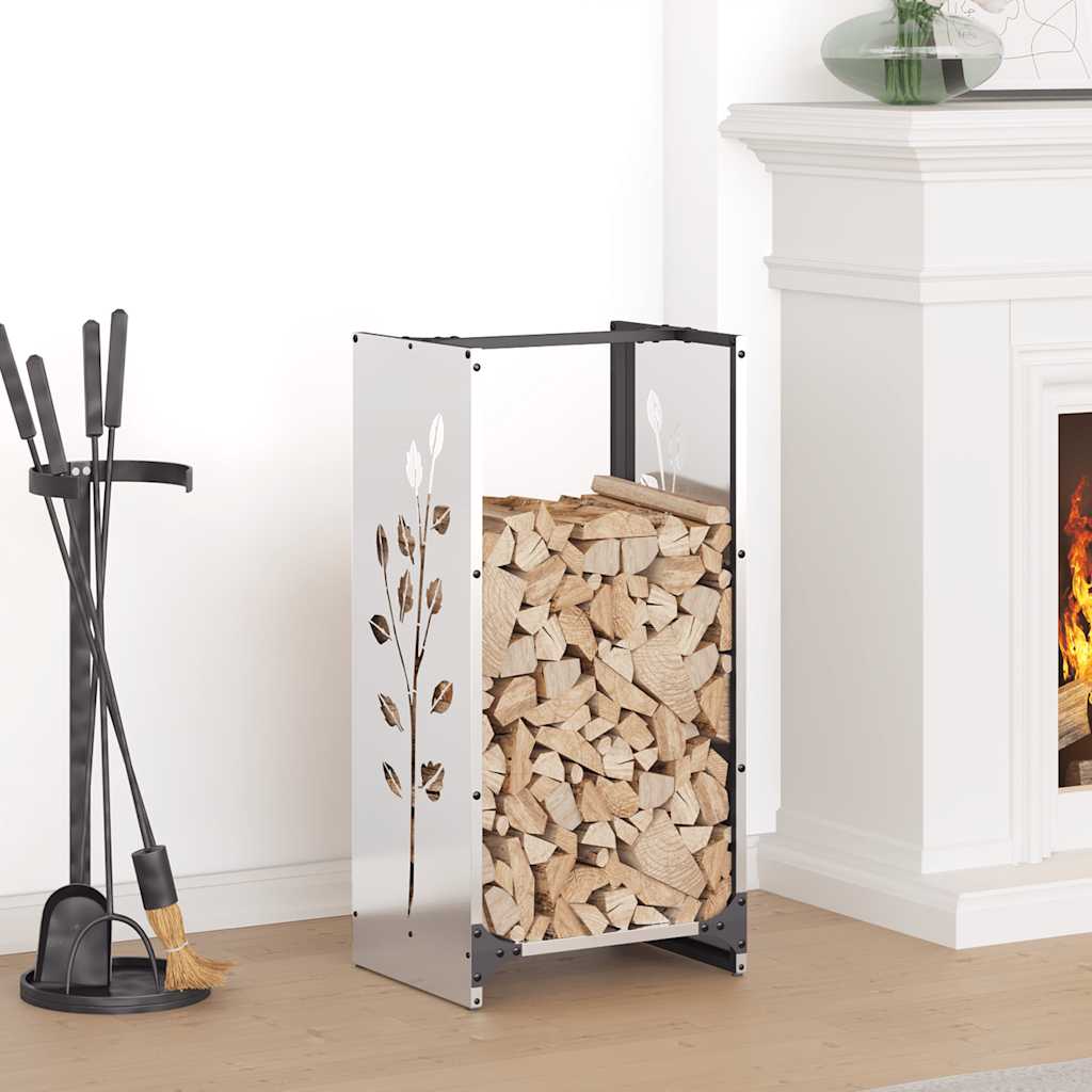 vidaXL Firewood Rack 40x30x80 cm Stainless Steel 1