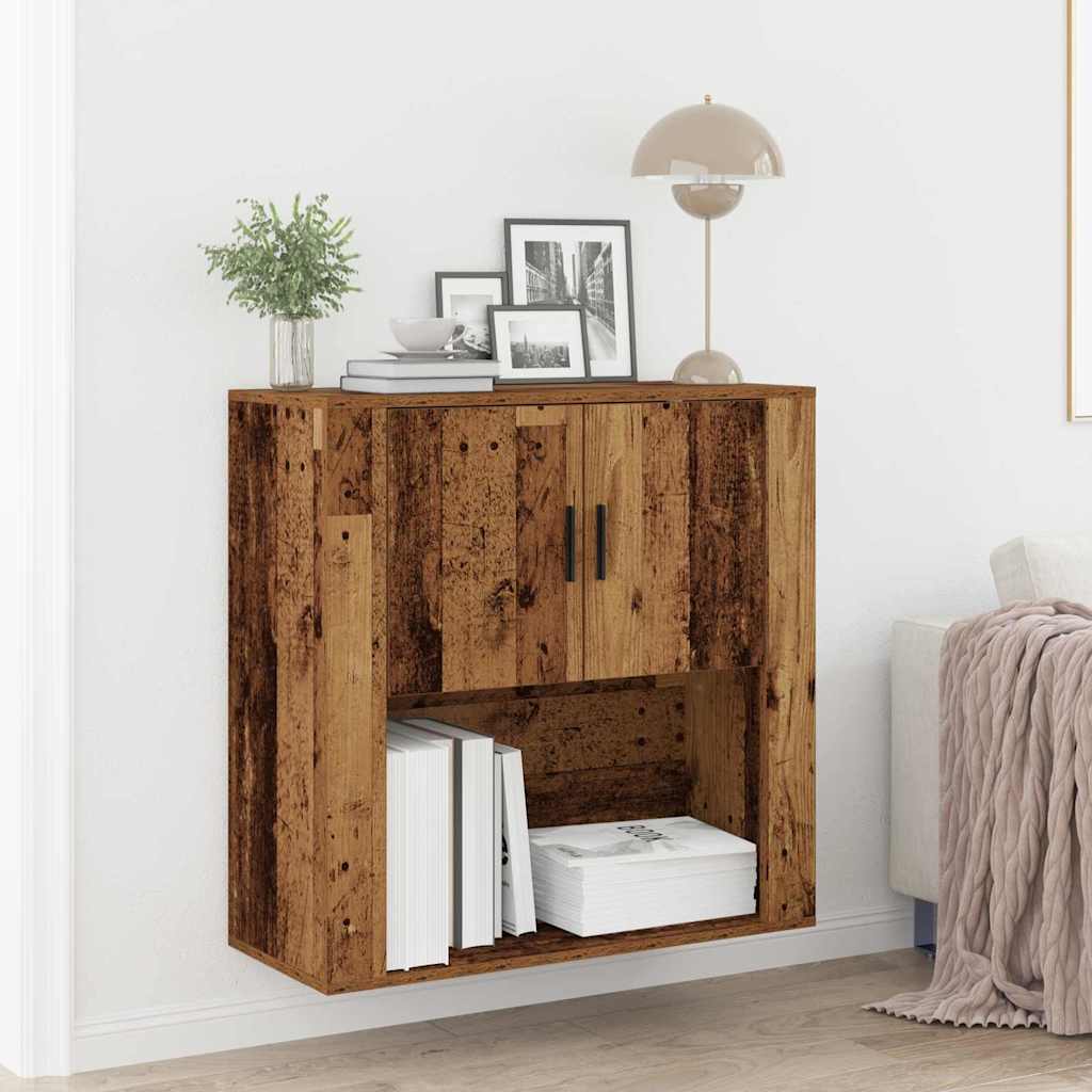 vidaXL Wall Cabinet with Door Old Wood 80 x 33 x 80 cm Engineered Wood 1