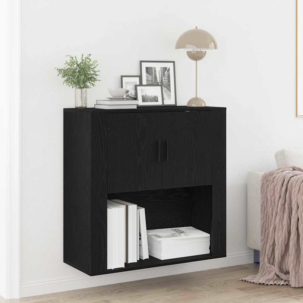 vidaXL Wall Cabinet Black Oak 80 x 33 x 80 cm Engineered Wood 1