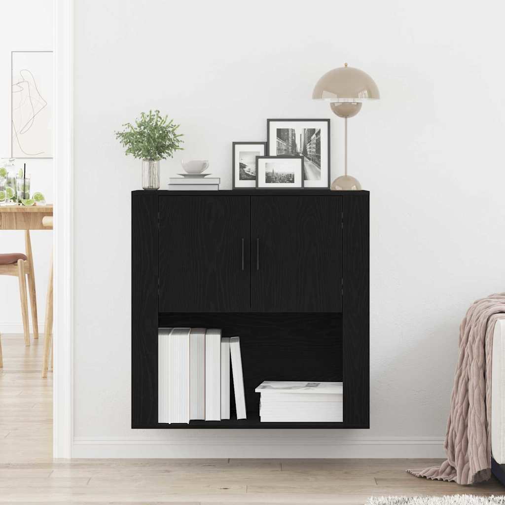 vidaXL Wall Cabinet Black Oak 80 x 33 x 80 cm Engineered Wood 4