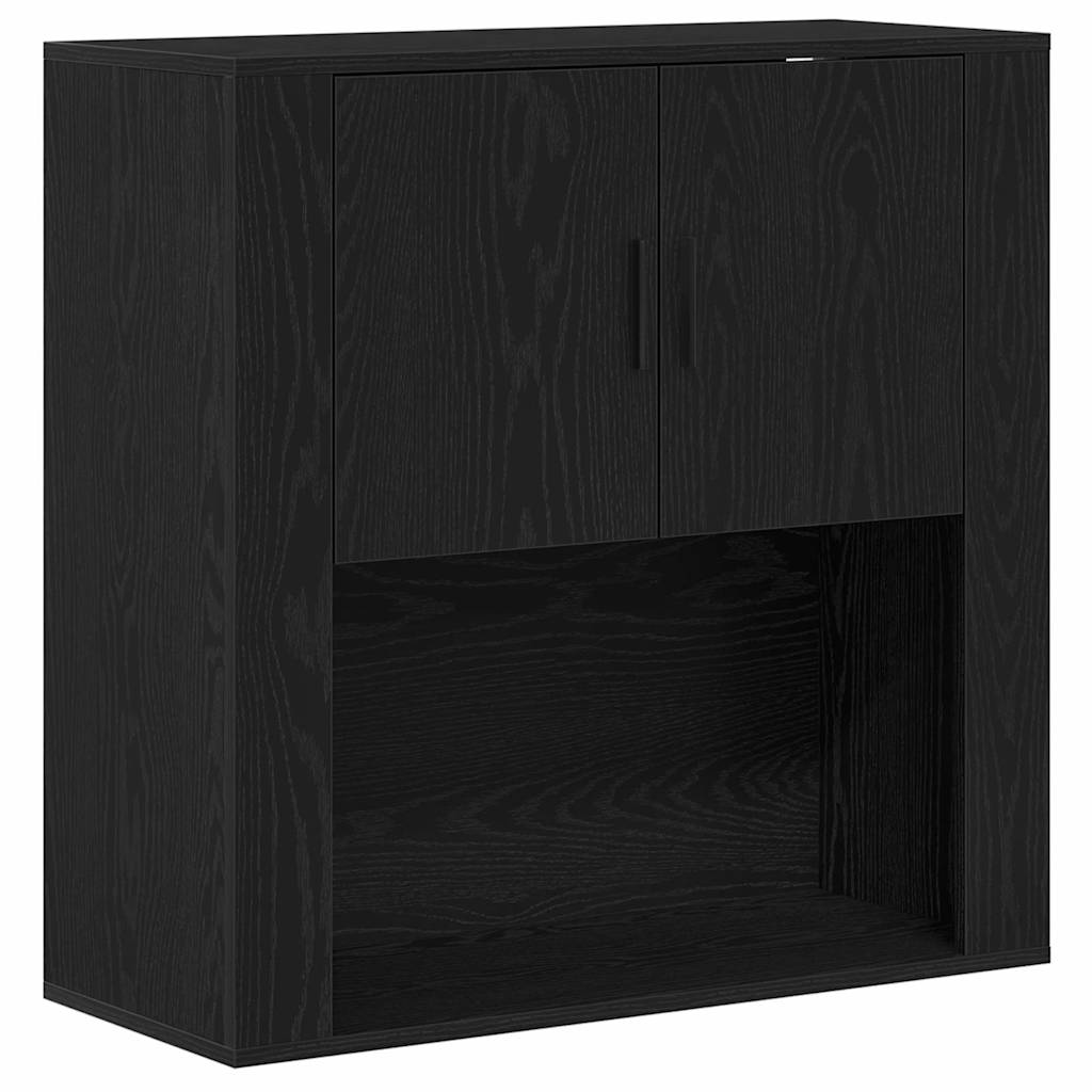 vidaXL Wall Cabinet Black Oak 80 x 33 x 80 cm Engineered Wood 2
