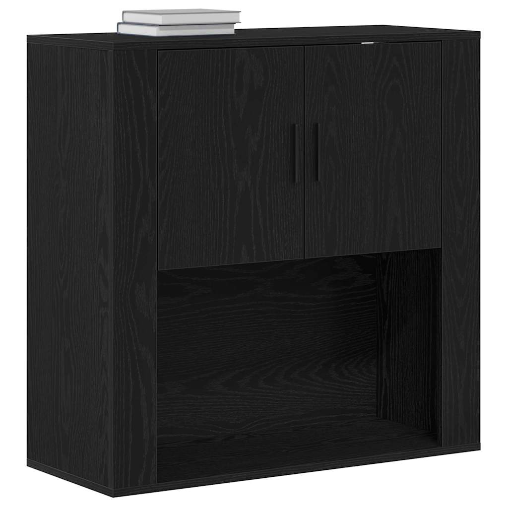 vidaXL Wall Cabinet Black Oak 80 x 33 x 80 cm Engineered Wood 3