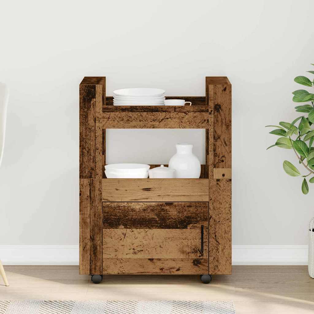 vidaXL Kitchen Trolley Old wood 60 x 45 x 80 cm Engineered Wood 4