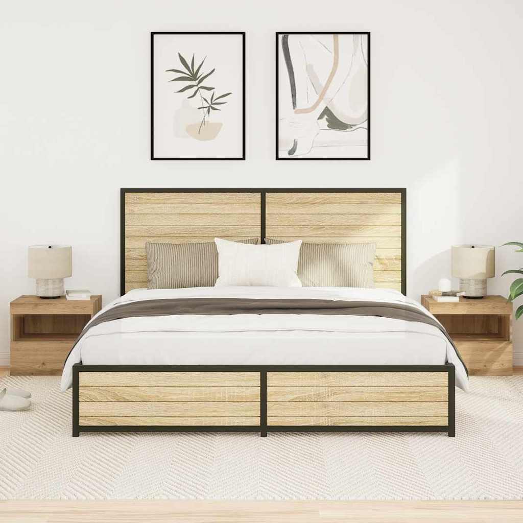 vidaXL Bedside Cabinet 2 pcs Artisan Oak 50 x 40 x 45 cm 1