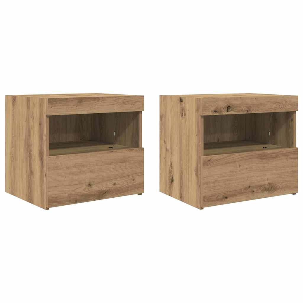 vidaXL Bedside Cabinet 2 pcs Artisan Oak 50 x 40 x 45 cm 2
