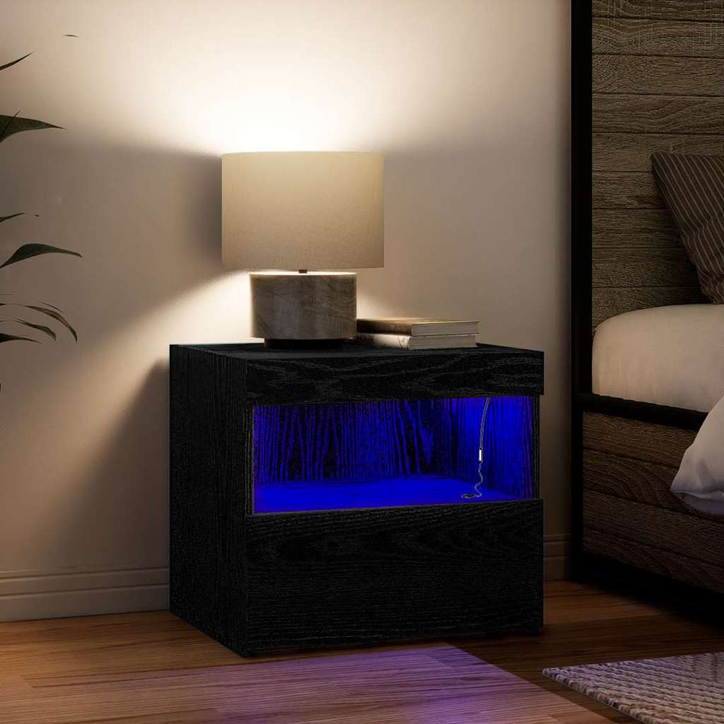 vidaXL Bedside Cabinet 2 pcs Black Oak 50 x 40 x 45 cm Engineered Wood 5