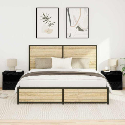 vidaXL Bedside Cabinet 2 pcs Black Oak 50 x 40 x 45 cm Engineered Wood 1