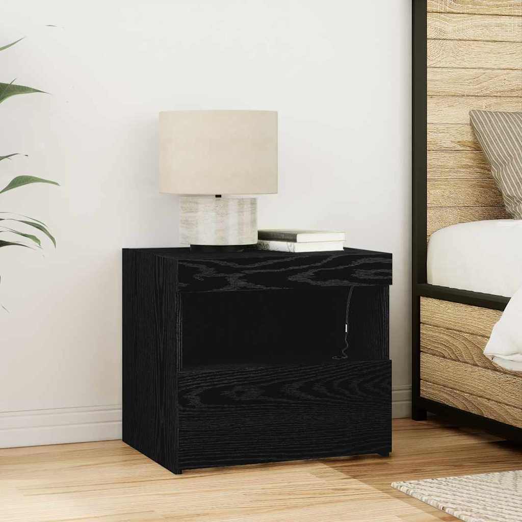 vidaXL Bedside Cabinet 2 pcs Black Oak 50 x 40 x 45 cm Engineered Wood 4